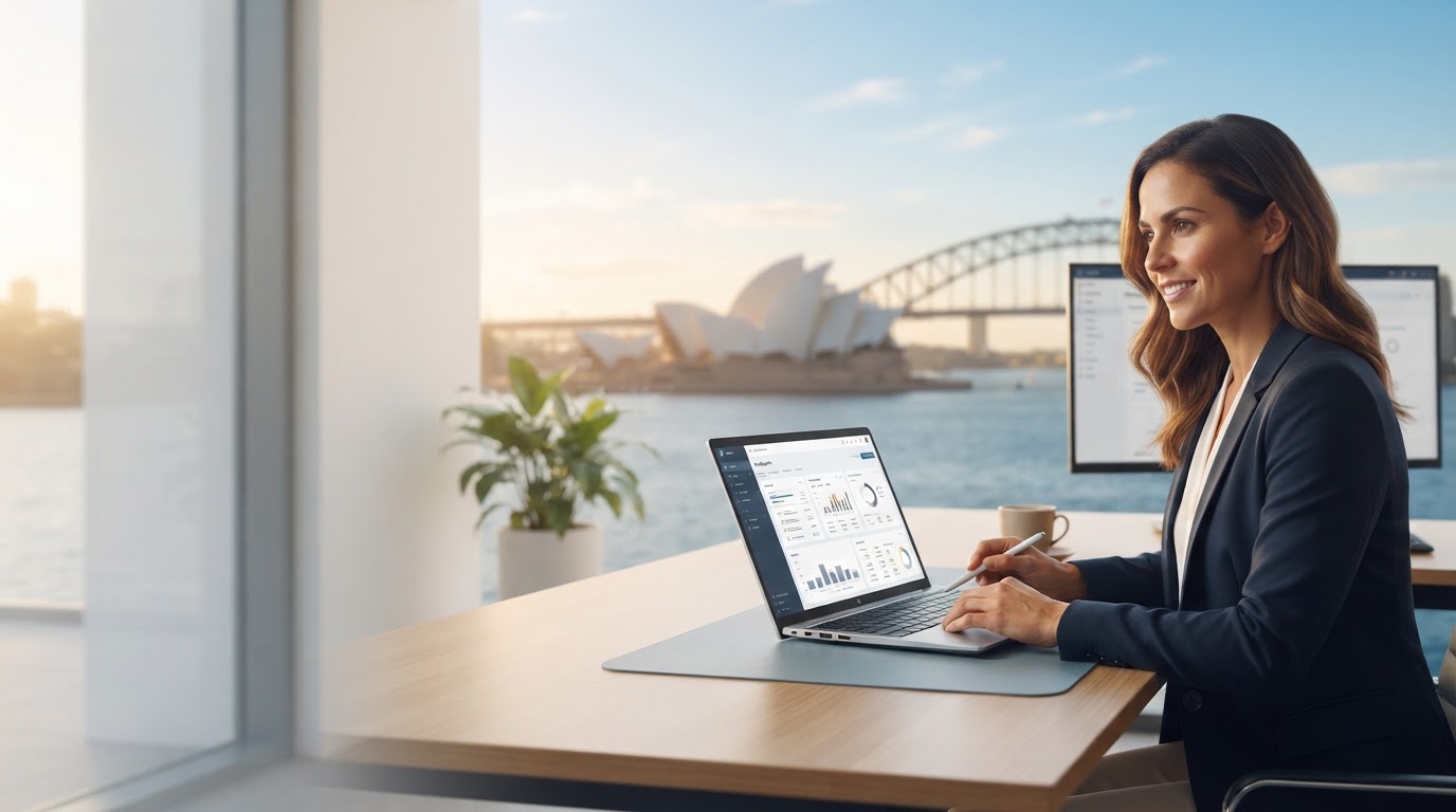Sydrix real-time market analysis dashboard viewed by a remote professional